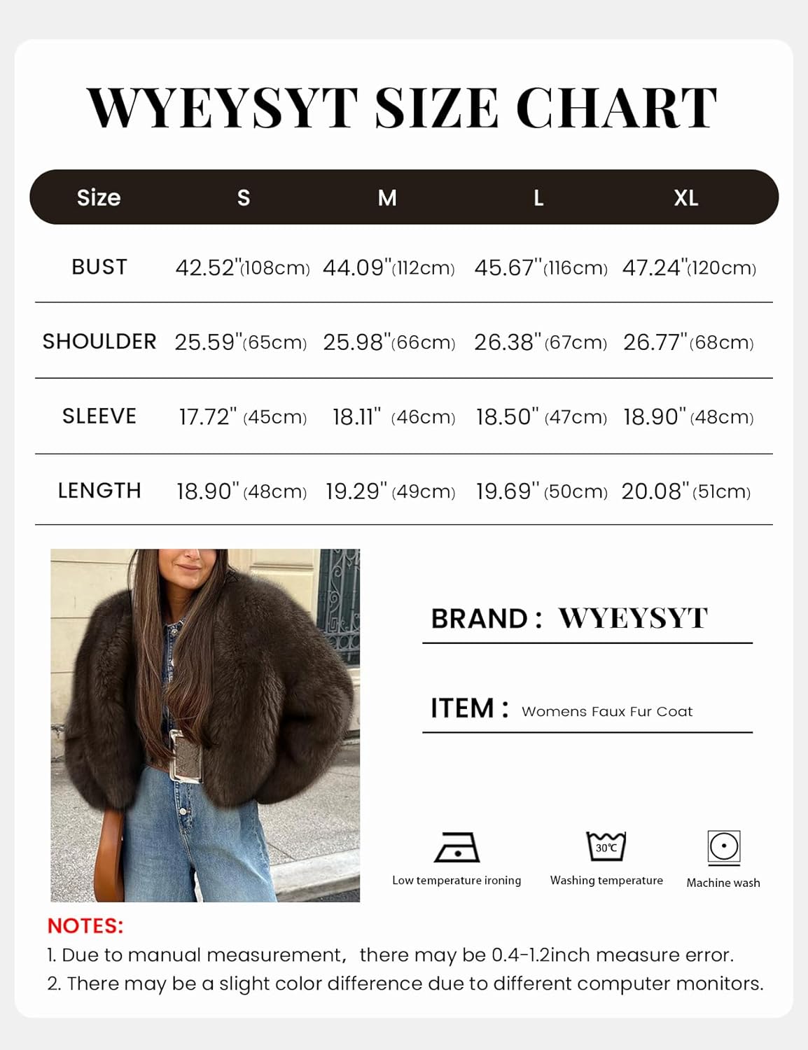 Wyeysyt Womens Faux Fur Coat Cropped Fur Jacket Fluffy Long Sleeve Open Front Fuzzy Winter Warm Outerwear - Image 8