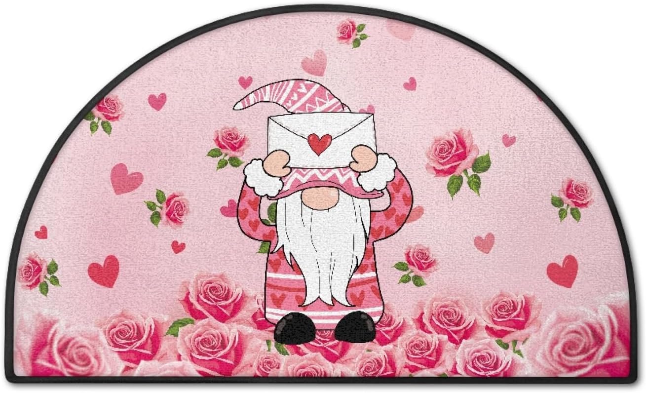 Dwarf Love Heart Valentines Day Half Circle Kitchen Mat,Kitchen Floor Mats Anti Fatigue Cushioned Comfot Standing Desk Mats Rugs Sets Kitchen Mats for Floor,Abstract Water Front Door Mat