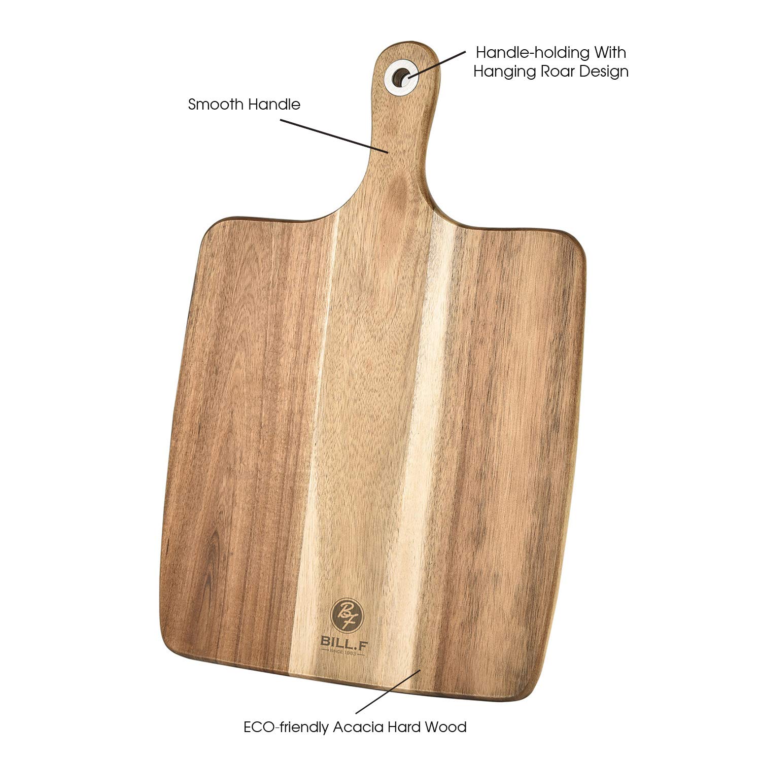 Bill F Since 1983 Planche à Pizza En Bois D'Acacia - Pelle à Pâtisserie Multifonction 39x24cm