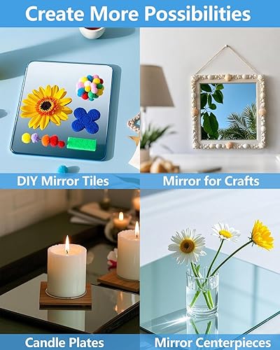 Miniatura 4 de Espejo inastillable para niños, espejo de longitud completa para pared, extra grueso de 18 pulgadas, 12 x 12 pulgadas x 4 piezas, espejo irrompible