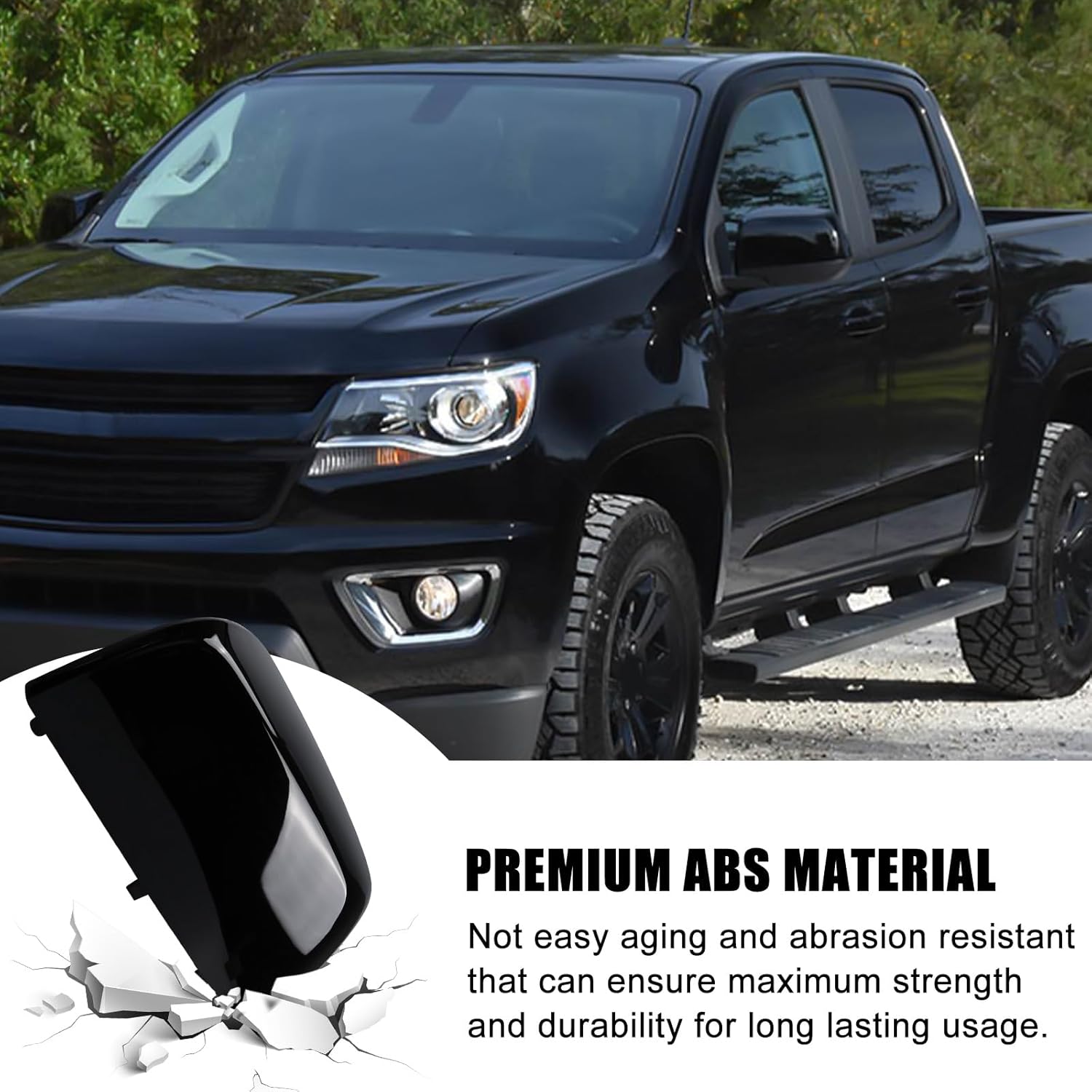 Glossy Black Directly Replacement Side Mirror Covers Caps for 2015-2022 Chevy Colorado and GMC Canyon, OE Part Number:23191151, 23191153 (Black)