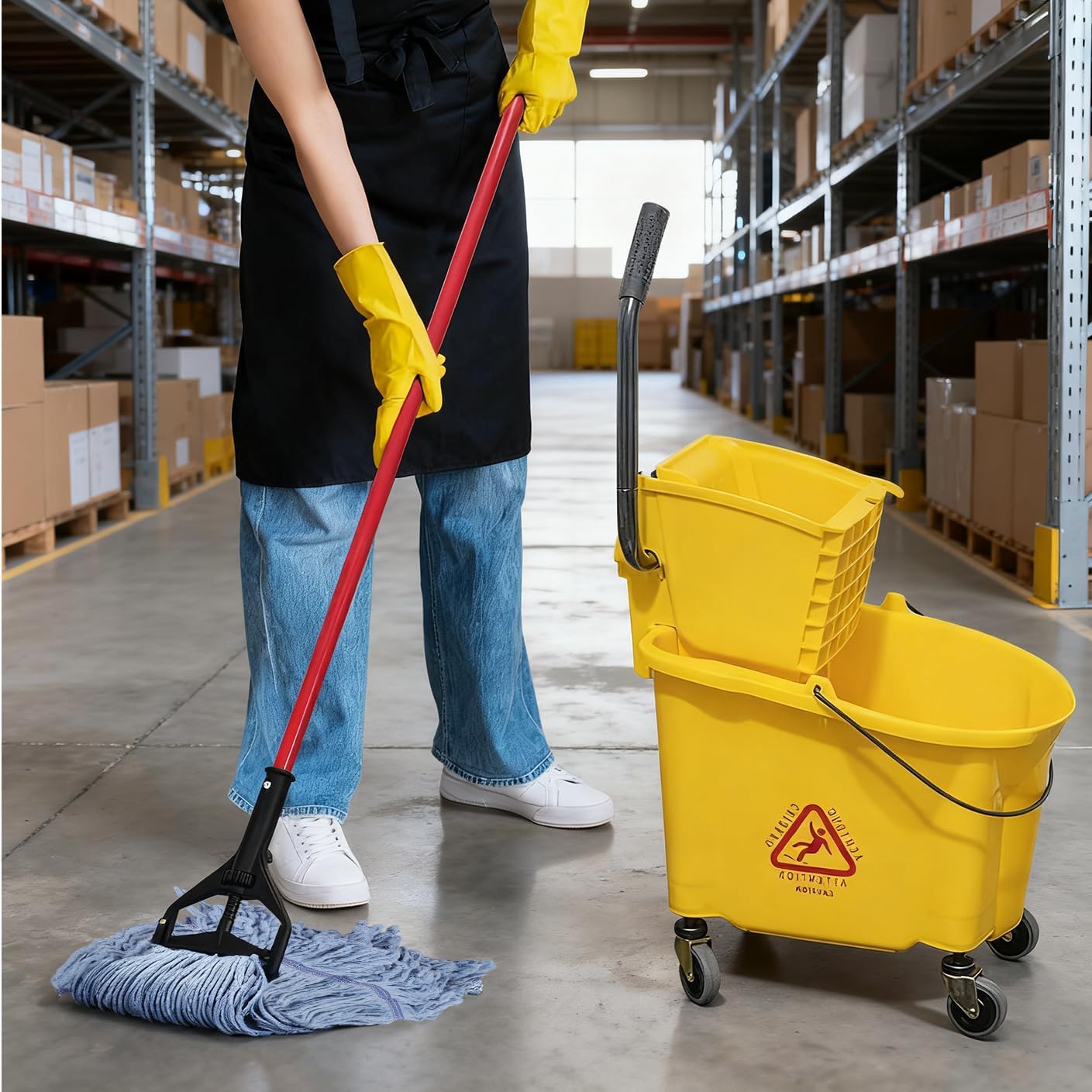 Commercial Heavy Duty Mop Head Replacement for Rubbermaid: Wet Industrial Large Blue Cotton Looped End String Microfiber Mop Heads Refill 16oz Universal for Floor Cleaning - 6packs Washable Mopheads