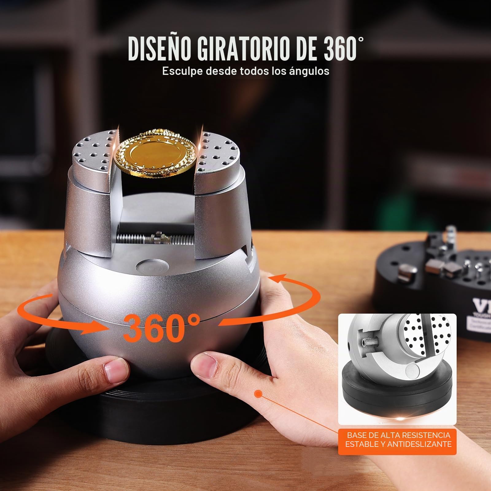 VEVOR Tornillo de Banco de Bolas de Grabado 127 mm Base Giratoria de 360° Mandíbula Ajustable con 35 Accesorios, Herramienta de Ajuste de Grabado para Joyería, Fabricación de Joyas de Precisión