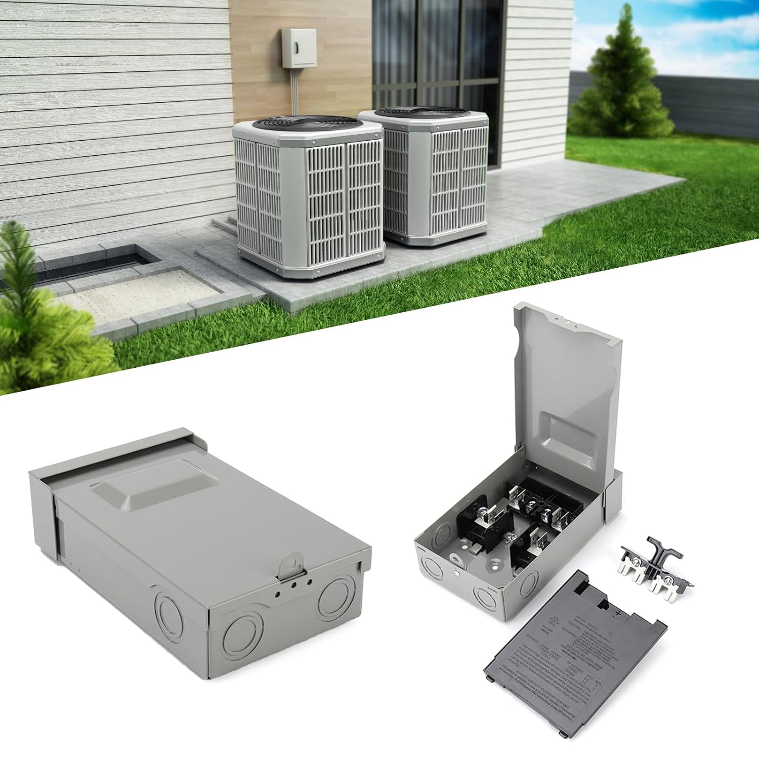 YUPEIUKLI 実用的 屋外 30Amp 切断スイッチ 防水ステンレススチールボックス 空調用 溶融設計なし