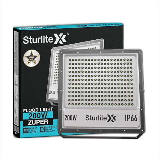 Sturlite Zuper 200 W LED Flood Light| Cool White 6500K Color Temperature LED Lamp| IP66 Waterproof Surge Protection Focus ...