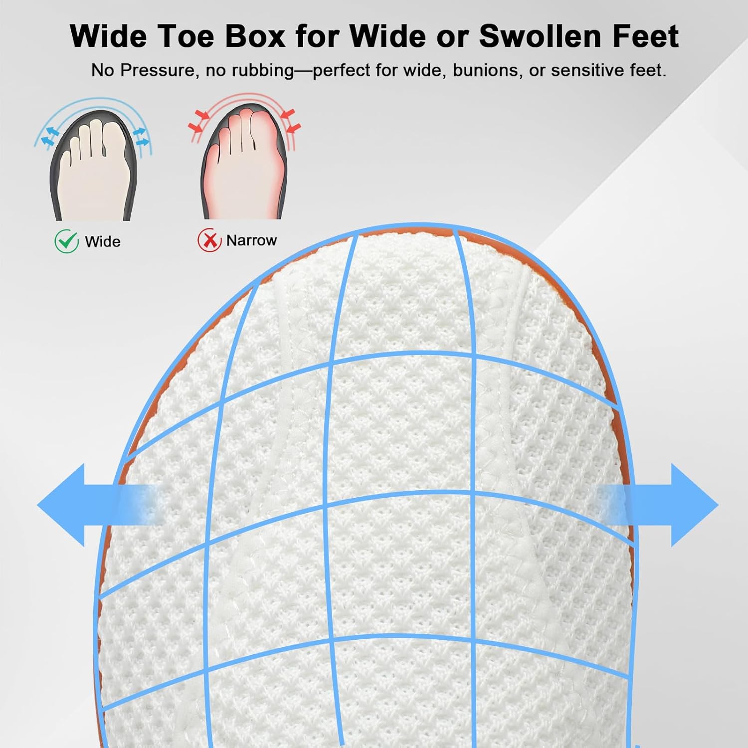 JOINFREE Diabetic Wide Walking Shoes for Women & Men with Adjustable Upper, Zero Drop Non Slip Casual Sneakers Comfortable for Edema, Arthritis, Swollen Feet & Elderly - Image 4