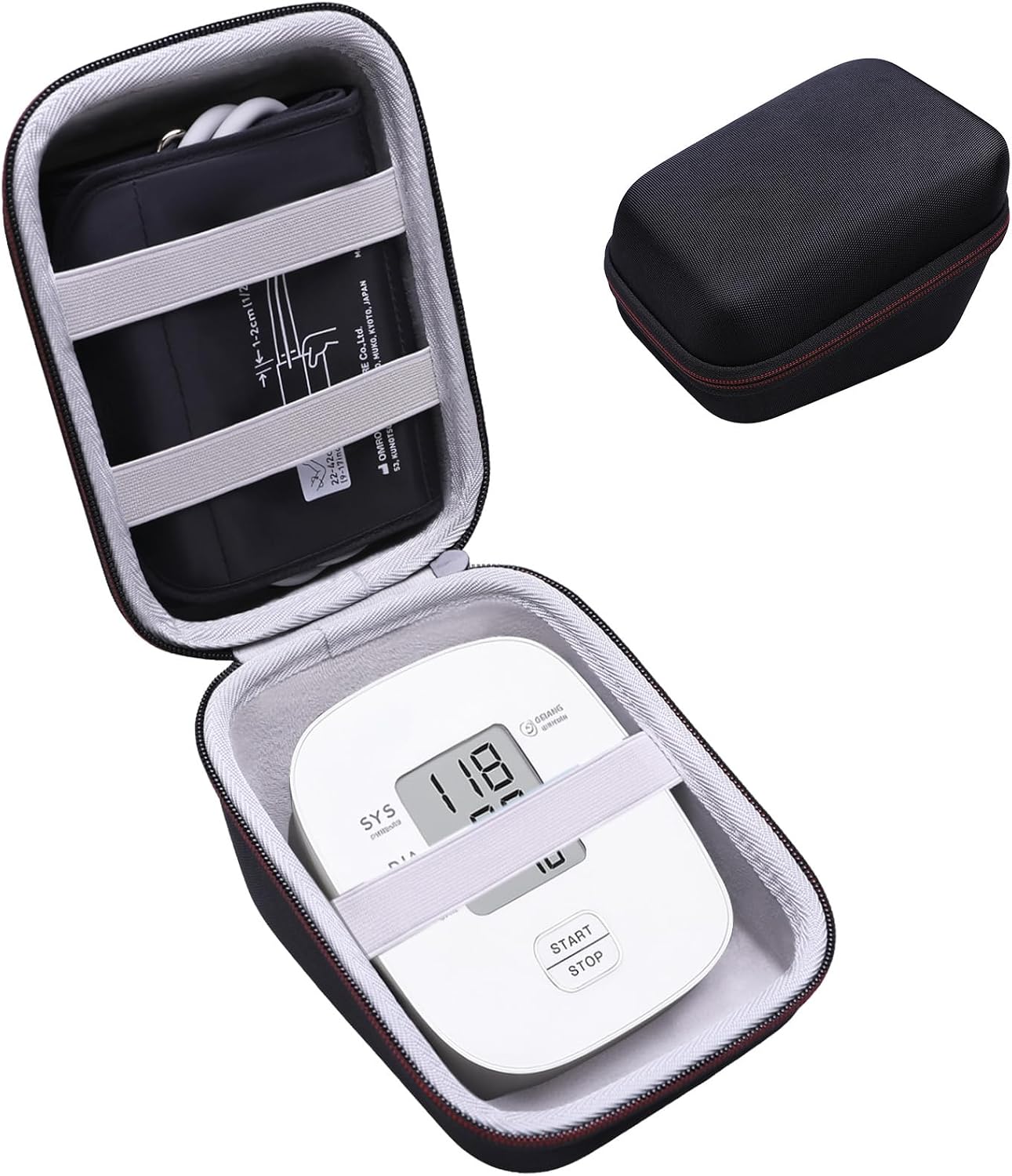 LTGEM Case Compatible with OMRON Bronze BP5100 / BP5000 / 5 Series BP742N / BP7200 Blood Pressure Monitor, Black+Gray(Case Only)
