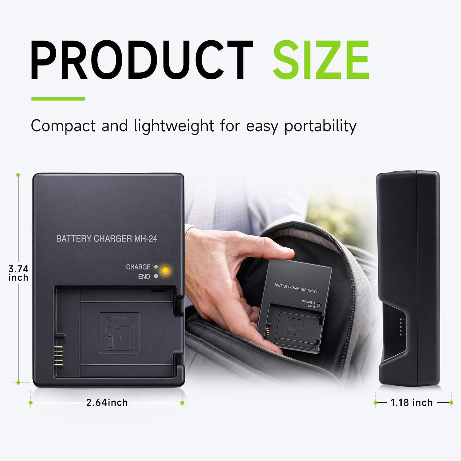 MH-24 Charger Replacement for Nikon D5600, D3500, D5300, D3400, Smart Camera Battery Charger for EN-EL14 EN-EL14a, Fits D5500, D3300, D3200, D3100, D5200, D5100, Coolpix P7800
