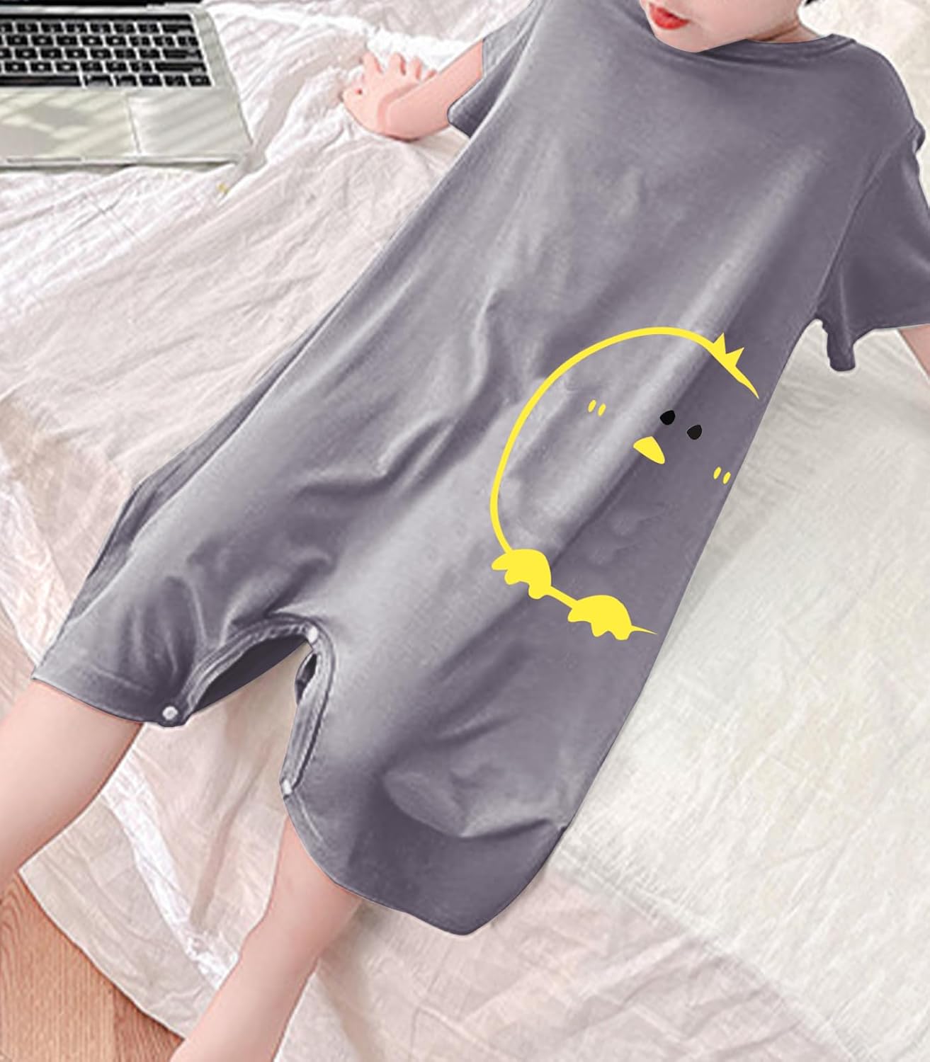 Umeyda Little Baby Boys Footless Pajamas Modal Short Sleeve Romper Jumpsuit Sleep and Play - Image 3