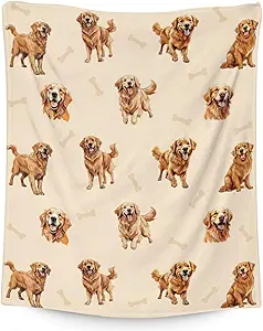 Golden Retriever Blanket - 60x80 Inches Size for Women, Men - Soft Fluffy Throw for Bed, Sofa, Winter - Beige Cute Fuzzy Gifts