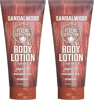Sandalwood Body Lotion for Men – Mens Lotion for Dry Skin with Shea Butter, Hyaluronic Acid and Vitamin B5 – Nourishing Mens Body Lotion for Hydrated and Smooth Skin (8oz, 2 Pack)