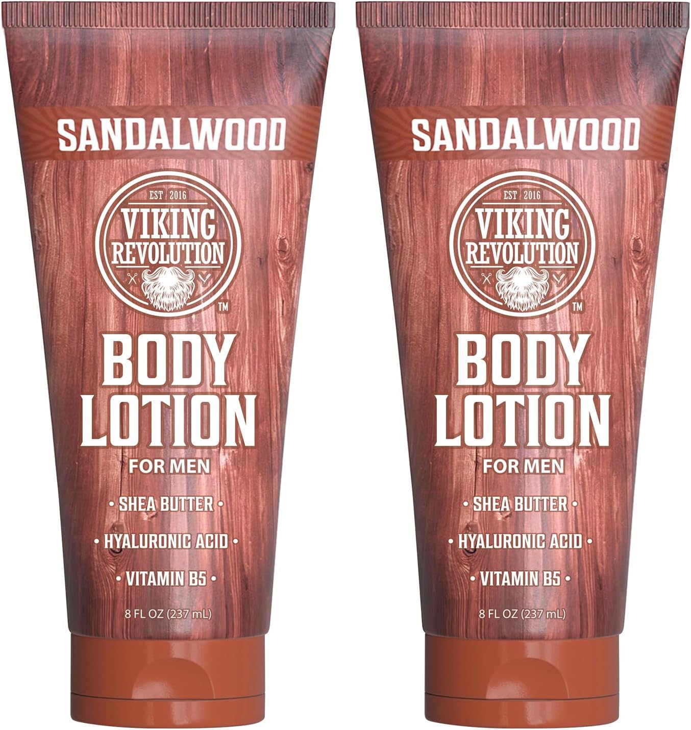 Viking Revolution Sandalwood Body Lotion for Men – Mens Lotion for Dry Skin with Shea Butter, Hyaluronic Acid and Vitamin B5 – Nourishing Mens Body Lotion for Hydrated and Smooth Skin (8oz, 2 Pack)