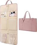 BAGSMART Garment Bags for Travel Foldable Carry on Suit Carrier for Hanging Clothes Stylish Dress Carrier Large Convertible Weekender Garment Bags for Women Men, Sleek Dark Pink