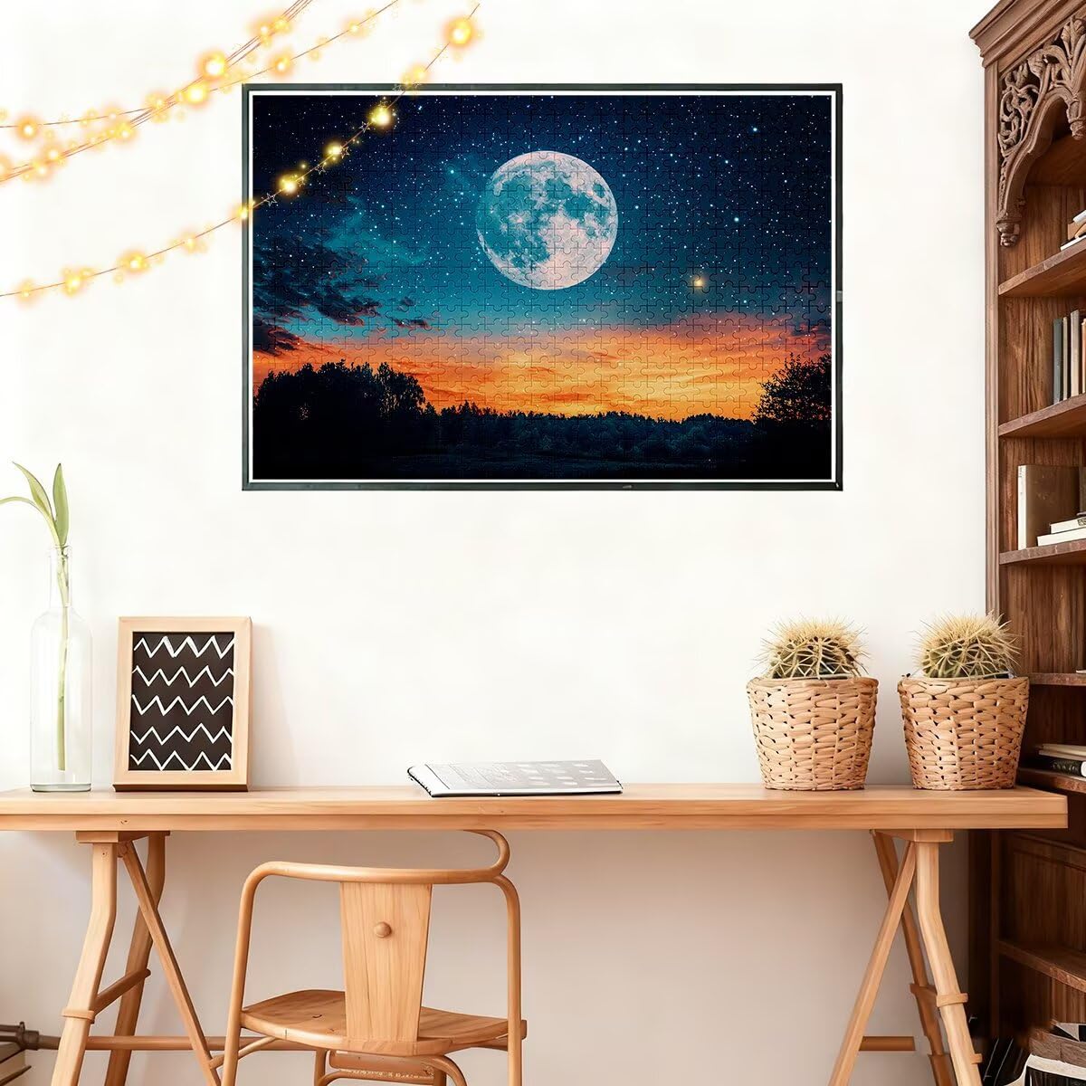 Puzzle dla dorosłych 5000 puzzli księżycowych 5000 sztuk dla dorosłych drewniane gwiaździsta noc gry logiczne klasyczna edukacyjna wymagająca gra dla całej rodziny dekompresyjna dekoracja prezenty 156