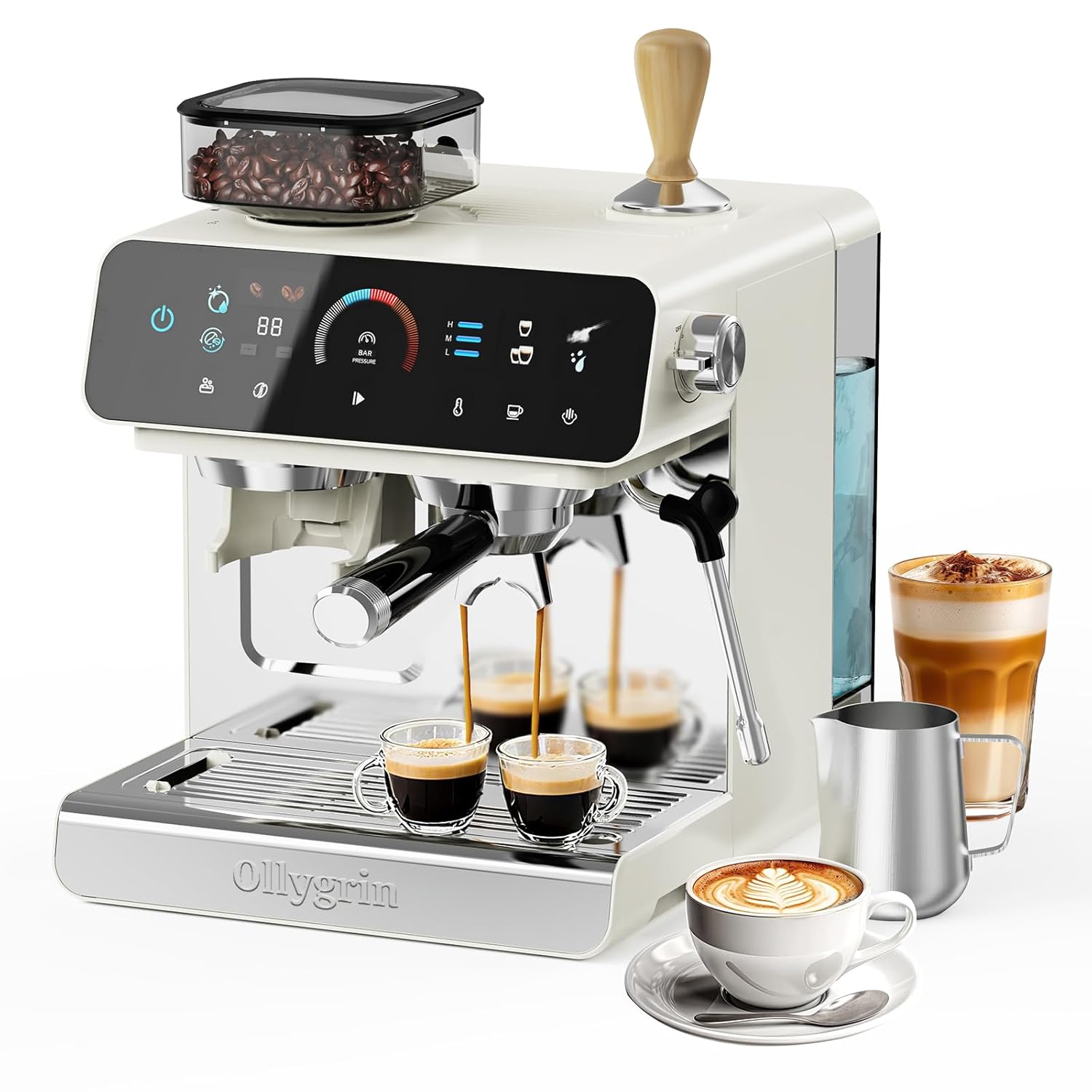 20 Bar Espresso Machine with Grinder Espresso Maker with 19 Grinding Settings Coffee Machine with Pressure Gauge 94