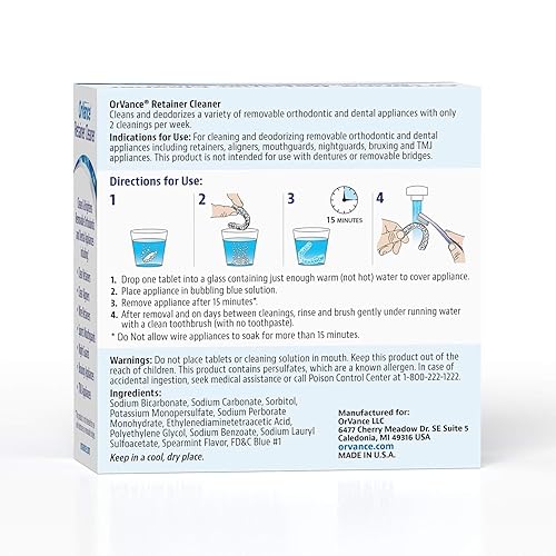 Miniatura 2 de OrVance Tabletas limpiadoras retenedoras (suministro para 6 meses) | Solo se requieren 2 limpiezas por semana | Elimina olores, manchas, placa para