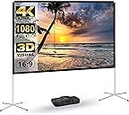 Portable Projector Screen with Stand Outdoor: Camping Projection Screen 80 inch 4K Movie Screen for Home Backyard Indoor 16:9 HD Night
