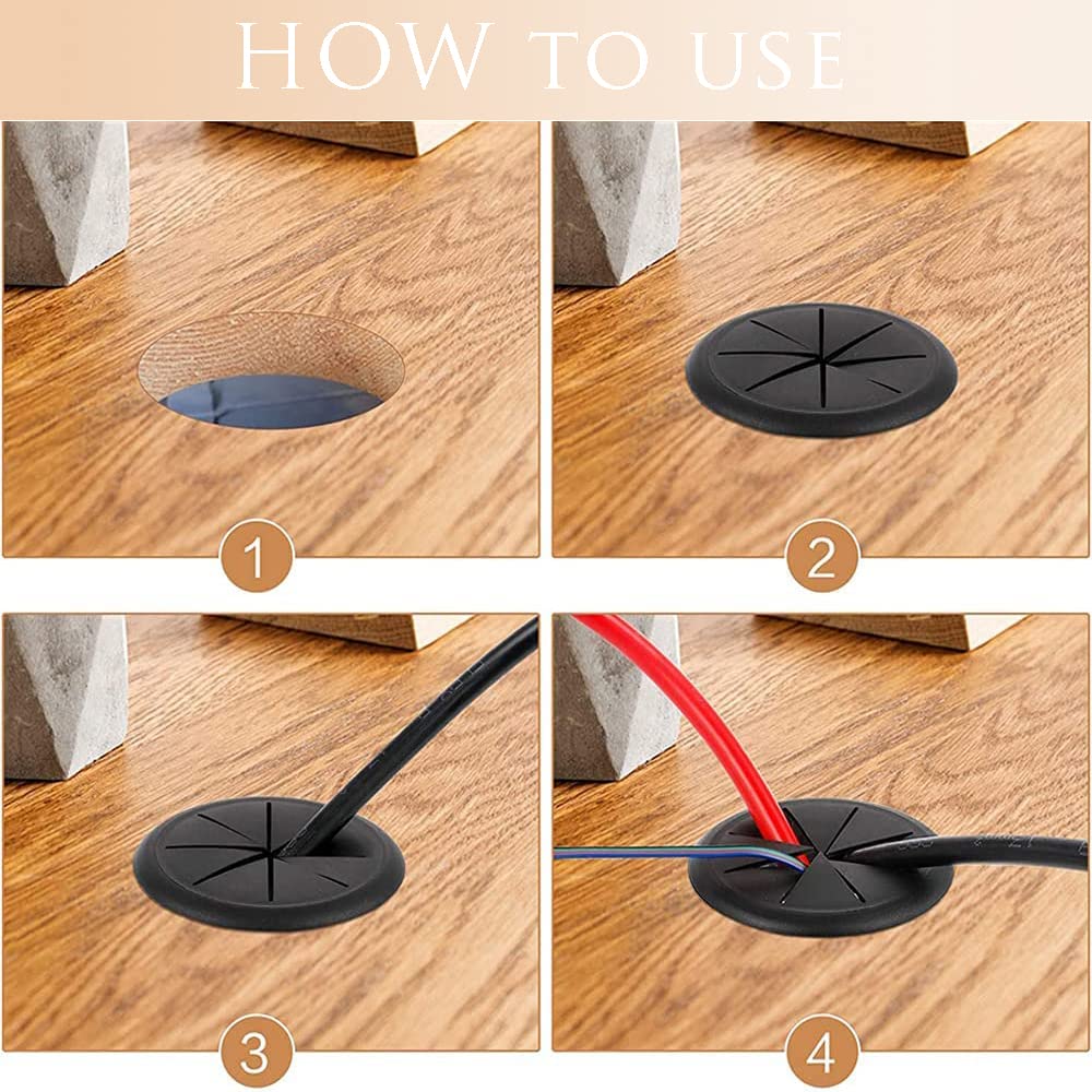 Mohito 6 Stück Kabeldosen-Abdeckungen – 60 Mm Schwarz, ABS-Material Für Schreibtisch & Büro