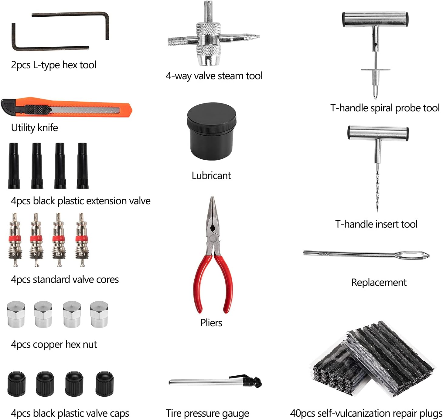 Kanruis Tire Repair Kit, 67 Pcs Universal Heavy Duty Tire Plug Repair Tools to Fix Punctures and Plug Flats for Car, Truck, RV, Jeep, ATV, Tractor, Trailer, Motorcycle : Automotive