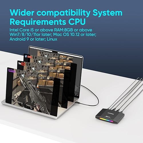 Miniatura 5 de Captura de videojuegos HDMI 4K 60fps y soporte de transferencia HDR y VRR, captura de 1080P 120fps para consola de juegos, transmisión en vivo y