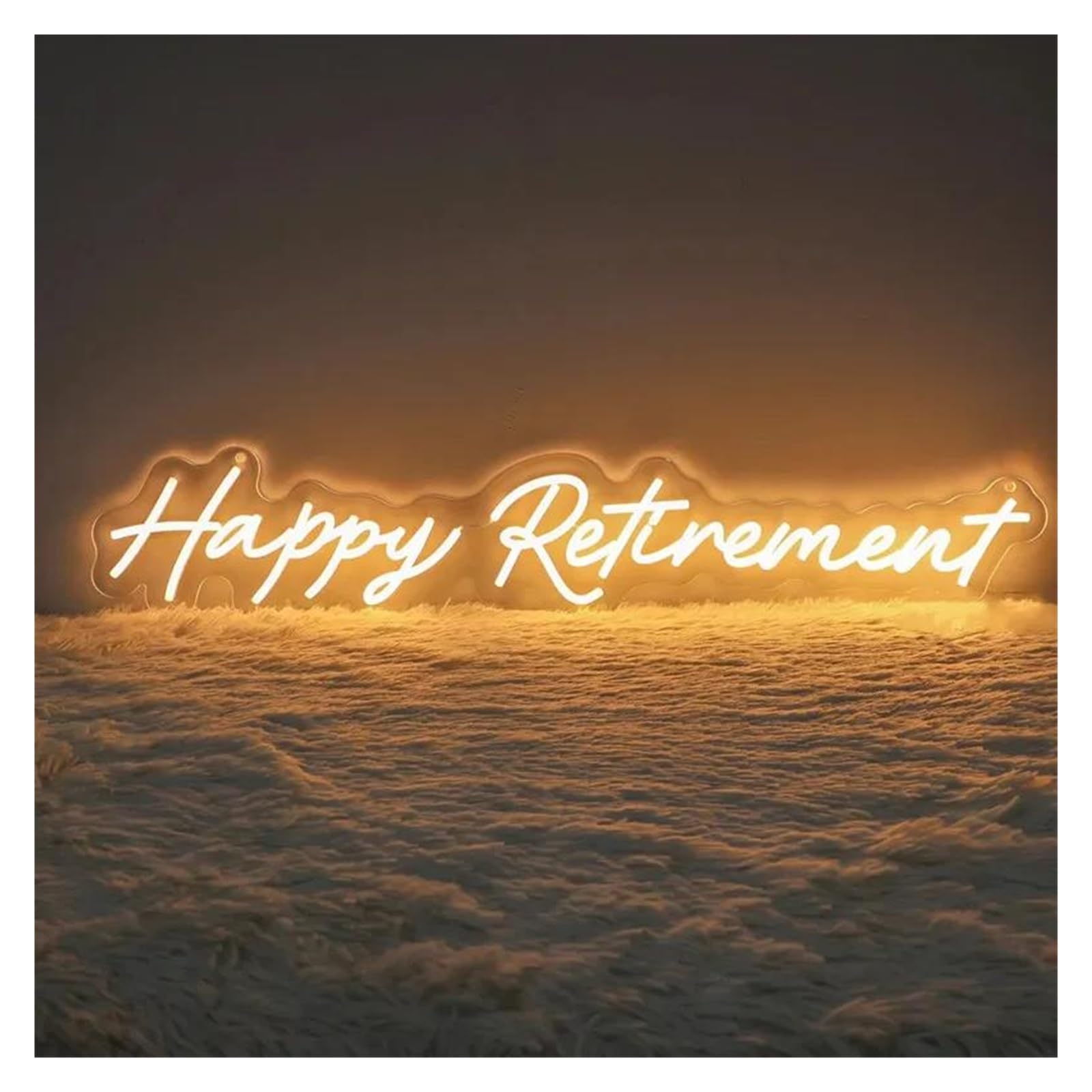 LEMST Signs Lamp Happy Retirement Neon Sign Retirement Family Party Celebration Decor 50x18cm(Warm White)
