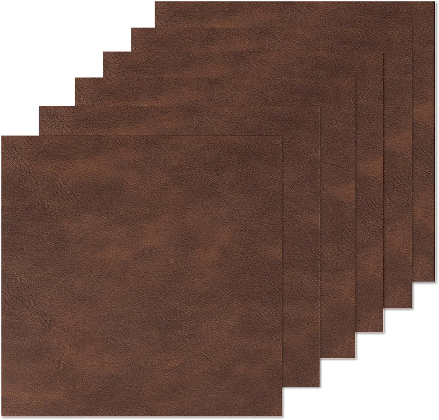 PYD Life 6 Pack Faux Leather Sheets 12" x 12" Vintage Brown for Xtool