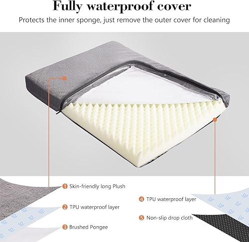 Miniatura 4 de Camas impermeables para perros grandes y medianos  Cama ortopédica lavable para perros, alfombrilla de espuma para jaula de huevos con funda