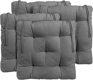 CHELY INTERMARKET Cojines Silla 50x50cm Pack 4 Unidades Relleno Mullido Gris 5 Pespuntes Acolchado Exterior Interior Decorativos Suaves Estables Lavables Terraza Jardín