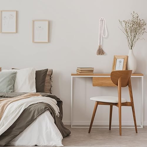 Miniatura 6 de Guirnalda de cuentas de madera de 58 pulgadas con borlas para decoración rústica de campo cuentas bohemias de oración para colgar en la pared