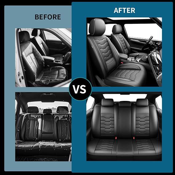 Fit for BMW X1 Car Seat Covers,Compatible with BMW X1 2013-2025 2026, Full Set Premium Leather,Waterproof Breathable All-Weather Seat Cushion Protector Airbag Compatible(5 Seats, Black