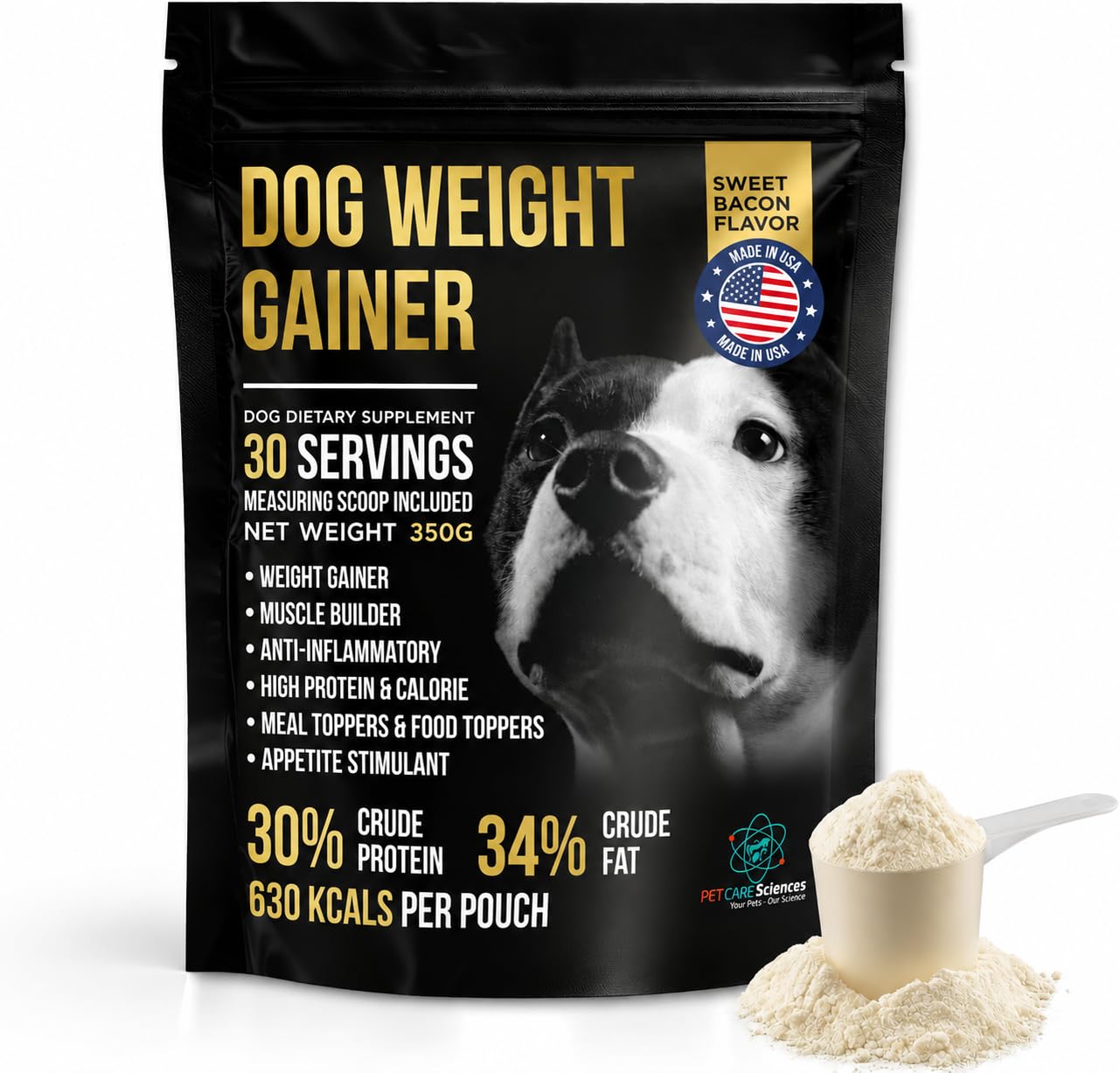 Dog Weight Gainer 90 Servings - High Calorie Supplement for Dogs - Weight Gain Supplements for Dogs - Dog Protein Powder & Muscle Builder - (1.5 lbs) Made in USA. — Amazon image 14