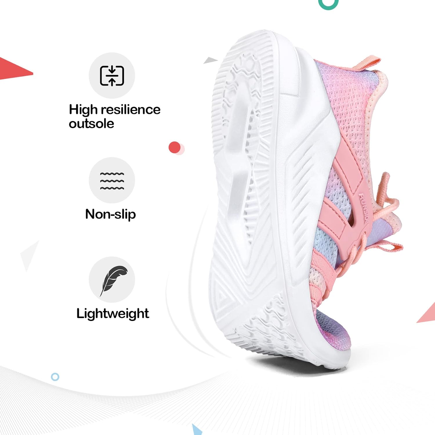 RUNSIDE Girls Tennis Shoes Lightweight Sports Kids Sneakers Lace-up for Running/Walking, Toddler/Little Kid/Big Kid - Image 4