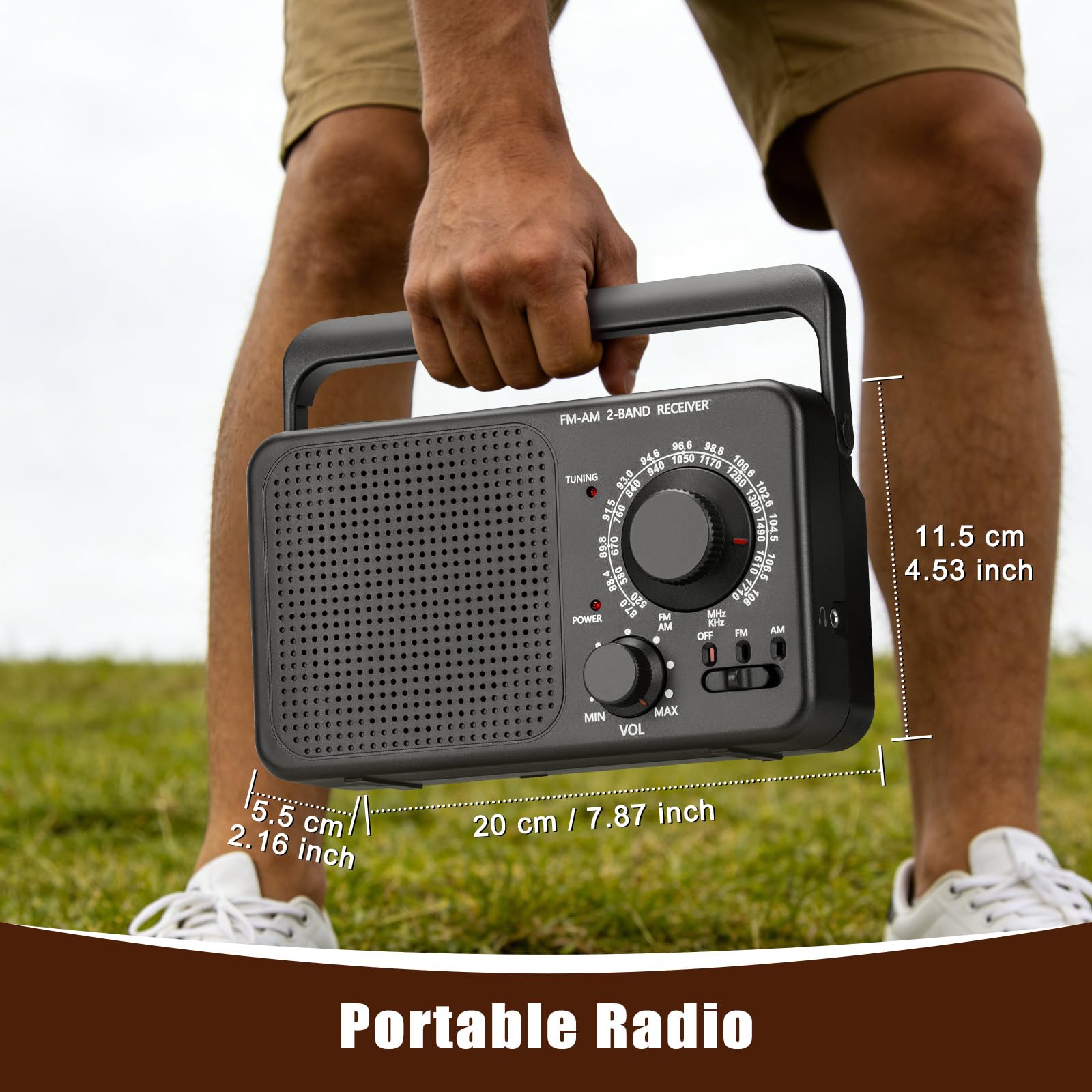 Radio Portable FM/AM avec Réception Stable et Haut-Parleur Puissant, Transistor Radio (Alimentation par Piles ou Secteur) pour Usage en Intérieur, en Extérieur et Situations d'urgence