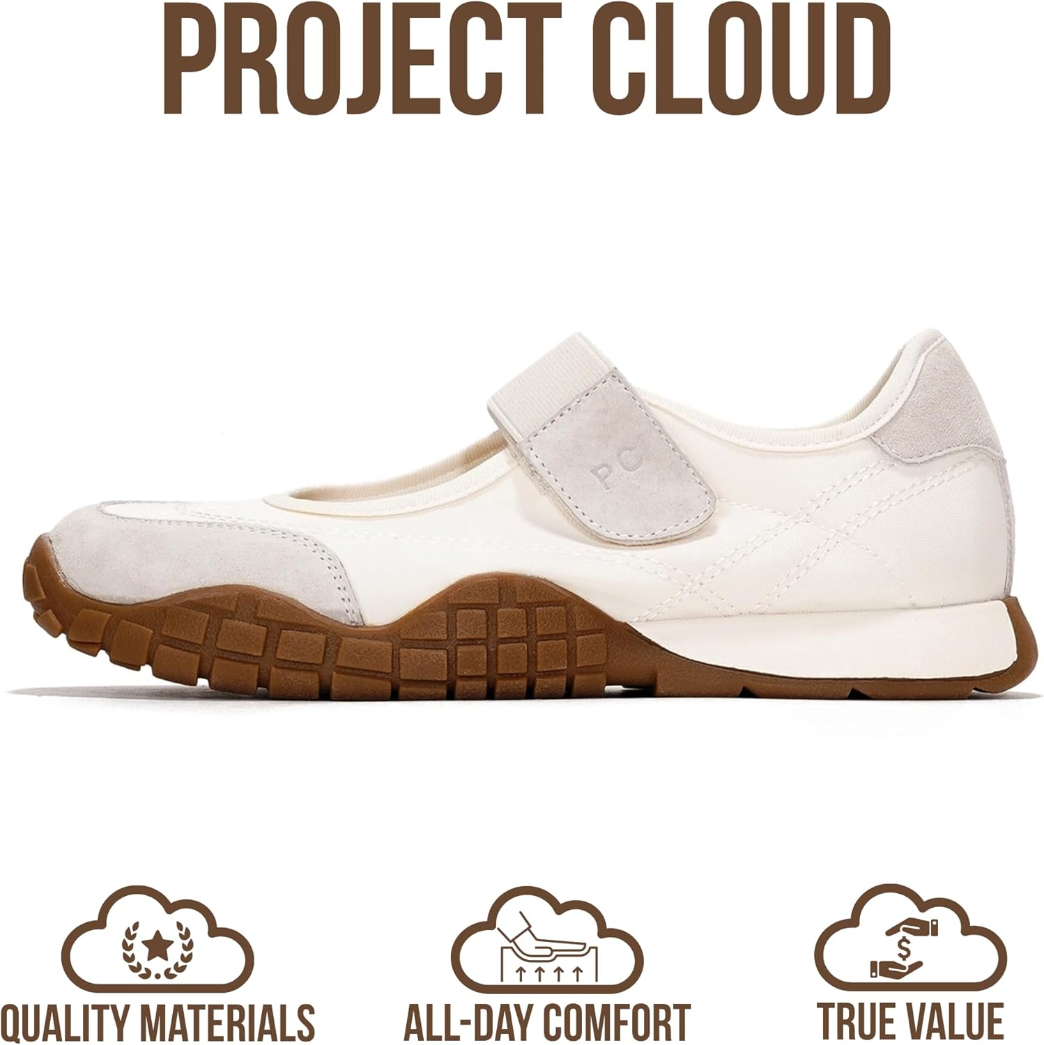 Project Cloud Womens Shoes - Lightweight Mary Jane Shoes Women with Memory Foam Insole - Non Slip Flats for Women Footwear - Women's Fashion Sneakers 2026 (Donna)