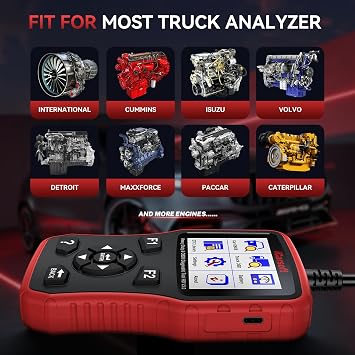 Heavy Duty Truck Scanner, iCarsoft HD V3.0 Multi-System OBD2 Diagnostic Scan Tool for Truck, Car, Mini Van, Light Duty Vehicle, Code Reader,Battery Test, Graphic Data Display-Red