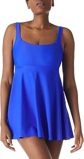 RELLECIGA Women's Square Neckline One Piece Skirt Swimsuit Tummy Control Swimwear Bathing Suits