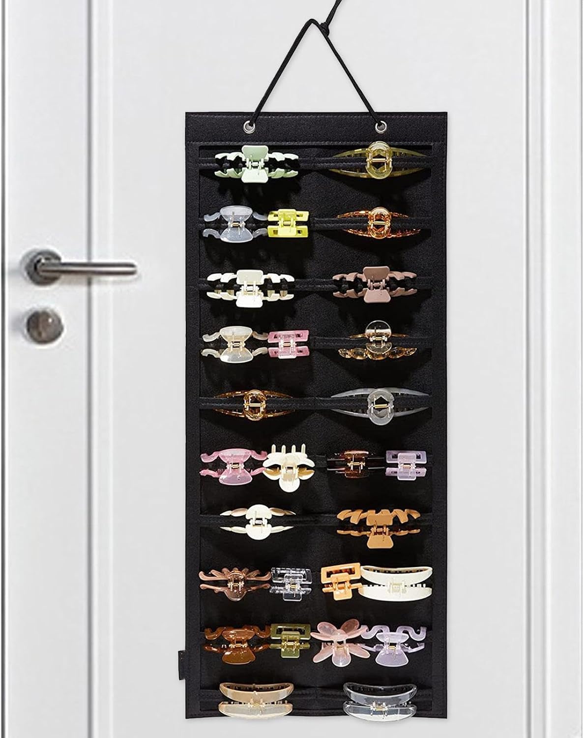 Wall-Mounted Hair Clip Holder - Large Organizer for Hair Clips, Barrettes & Bobby Pins | Holds Scrunchies & Hair Bows | Hair Accessory Storage(Black)