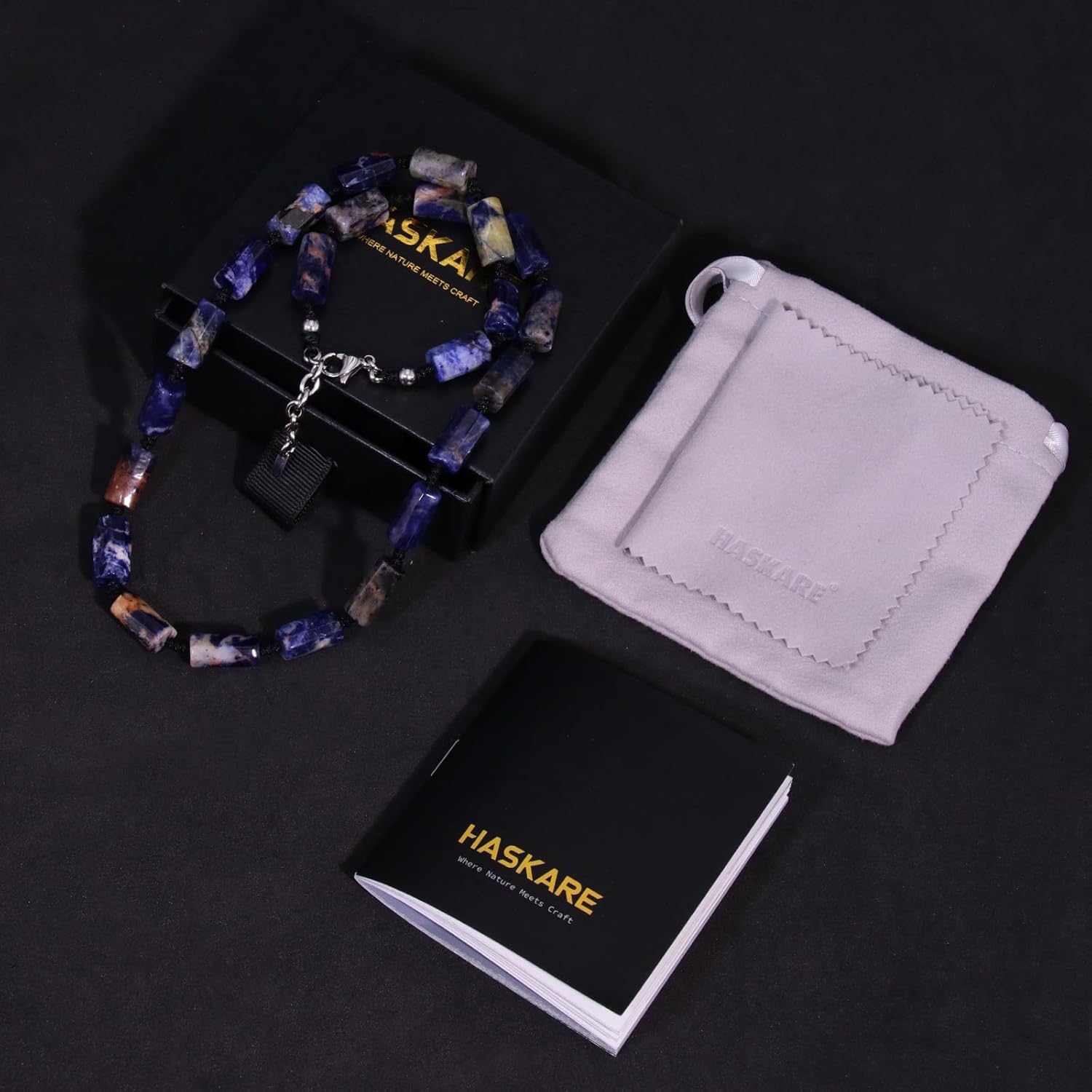 HASKARE Protection Crystal Stone Necklace for Men, Blue Sodalite Mens Beads Necklace Unique Handmade Gifts for Him, Adjustable Gemstone Necklace Versatile Style Mens Jewelry for Fathers Husband Son - Image 7