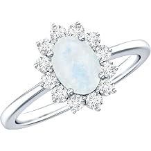 Certified 1 Carat Moonstone Diamond Oval Engagement Ring in Silver