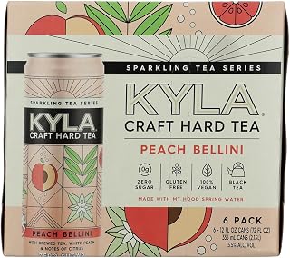 KYLA HARD KOMBUCHA Peach Bellini Hard Tea 6pk Cans, 12 FZ