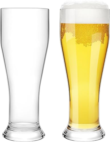 Unbreakable Tritan-Plastic Beer Glasses Tumbler Set of 2-16 oz - Dishwasher Safe Pilsner Beer Cups Set for Party, Pool, Birthday Gifts