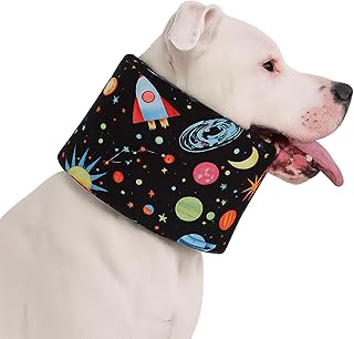 LovinPet Dog Recovery Collar, Adjustable Soft Cone for Medium & Large Dogs, Post-Surgery Comfort & Lick Prevention, Interstellar Black Print,Black