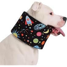 LovinPet Dog Recovery Collar, Adjustable Soft Cone for Medium & Large Dogs, Post-Surgery Comfort & Lick Prevention, Interstellar Black Print,Black