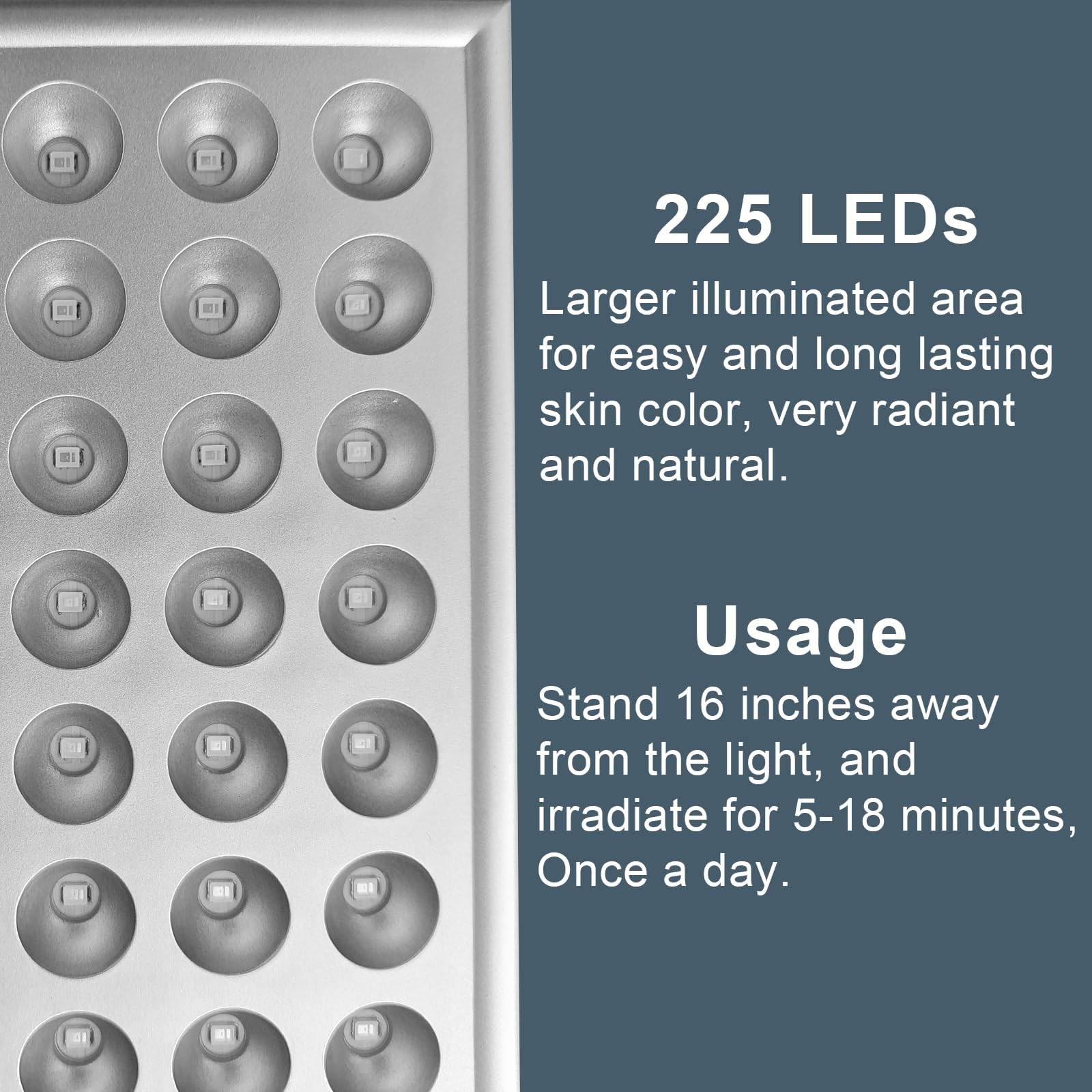 15w/45w Lampa Opalająca Domowa Z Maską Na Oczy I Uchwytem, ​​lampa Opalająca O Pełnym Niebieskim świetle 460nm Z 225 Diodami LED,45W