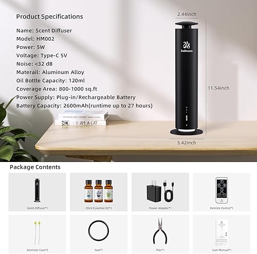 Miniatura 7 de Kit de iniciación de difusor de aroma sin agua, difusores para oficina en casa, hotel, cobertura de 1000 pies cuadrados, difusor de aceite esencial