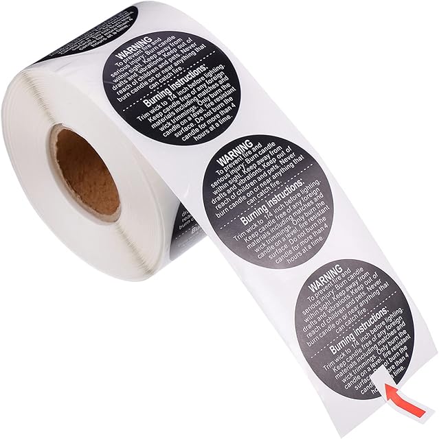Artibetter Candle Stickers 500pcs Candle Warning Stickers Adhesive Waterproof Wax Melting Safety Stickers Labels Candle Jar Container Safety Stickers Decal Black Candle Labels Stickers