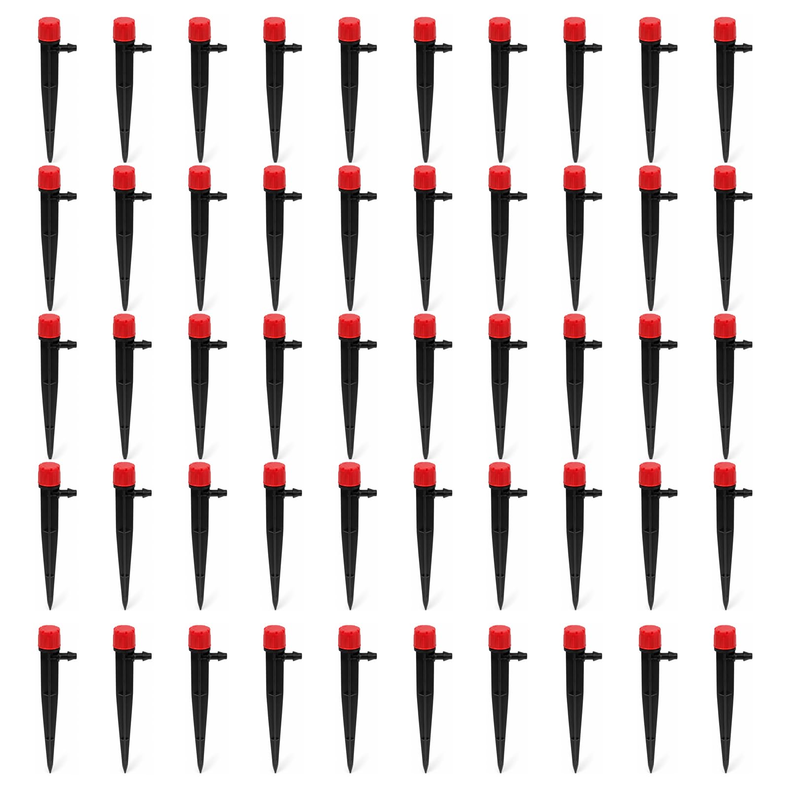 50 sztuk regulowany kroplownik nawadniający, 360 stopni, mikro zraszacze z 8 otworami i złączkami do barb, do rur 4/7 mm, do szklarni, roślin doniczkowych, automatycznych systemów nawadniania