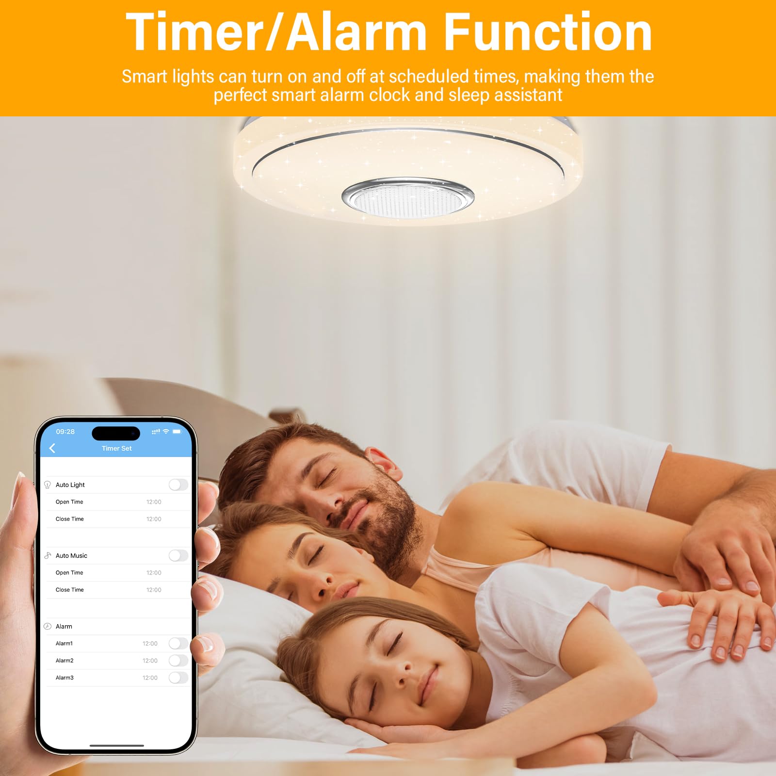 48W Plafoniera LED Soffitto Dimmerabile Ø30CM Lampada da Soffitto RGB con Altoparlante Bluetooth Plafoniera LED RGB con Telecomando e Controllo APP per Bagno Soggiorno Camera da Letto