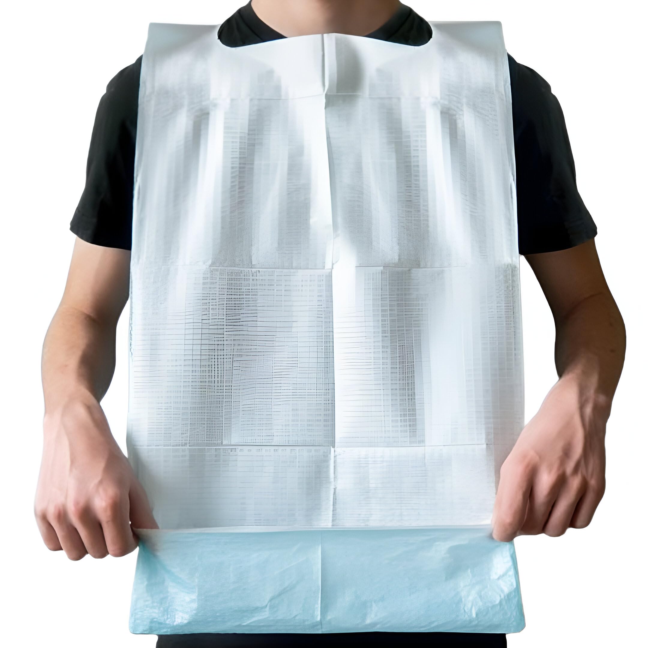 Baberos Adultos, Desechables 500 Uds – Impermeables, con Bolsillo Recoge Líquidos – Uso Médico, Geriátrico, Clínica, Ancianos, Comedor, Higiene, Un Solo Uso, Cuidado Diario, Hospitales