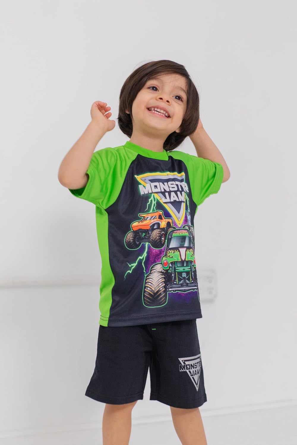 Monster Jam Grave Digger El Toro Loco Megalodon T-Shirt Tank Top and French Terry Shorts 3 Piece Set Toddler to Big Kid - Image 2